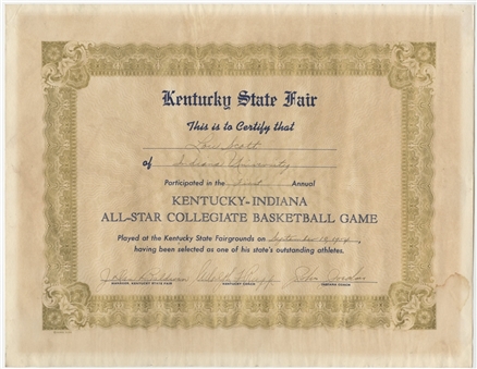 1954 Adolph Rupp Signed Kentucky-Indiana All-Star Collegiate Basketball Game Certificate (PSA/DNA)